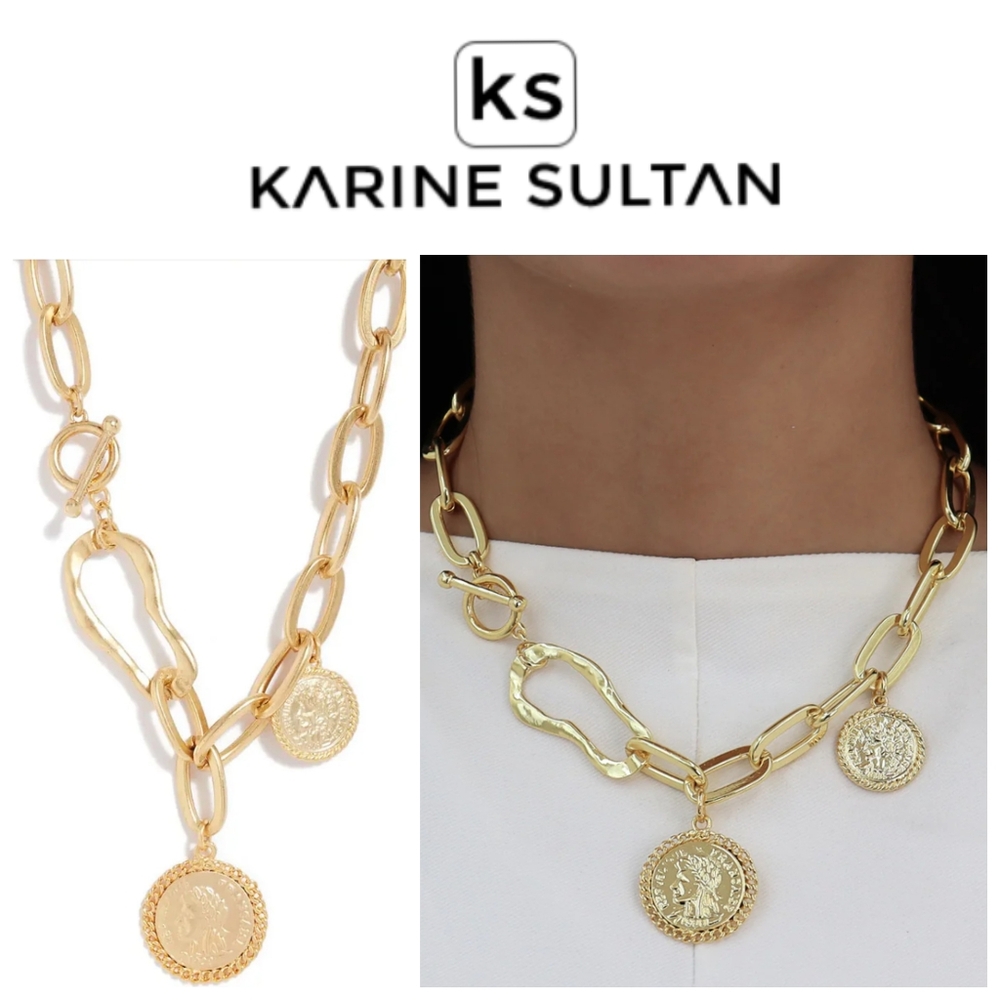 KARINE SULTAN Coin Dangle Collar Necklace